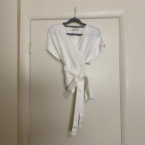 Linenfox Bonni Linen Wrap Top Short Sleeve XL EUC